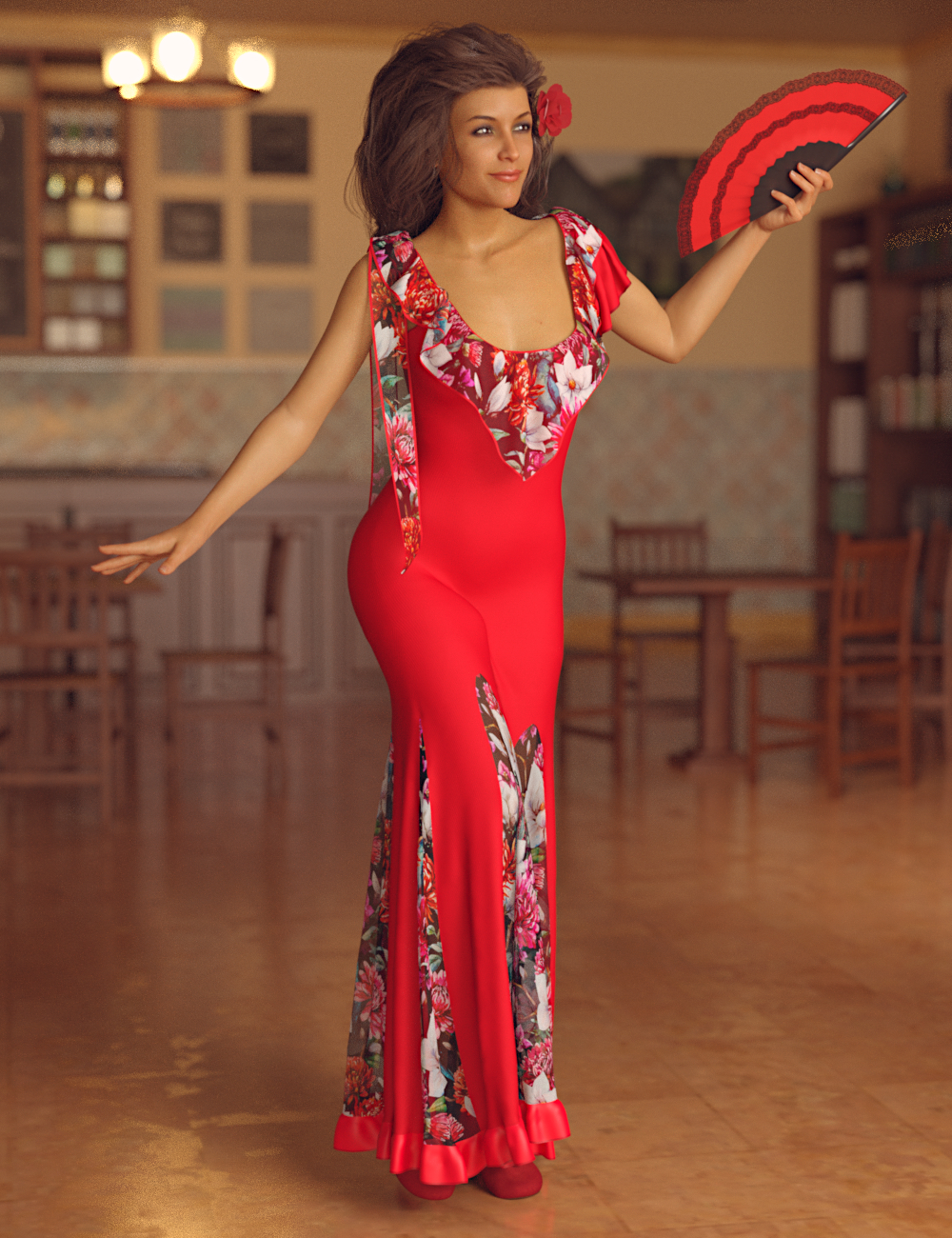 dForce Flamenco Outfit for Genesis 8 Female(s) by: Toyen, 3D Models by Daz 3D