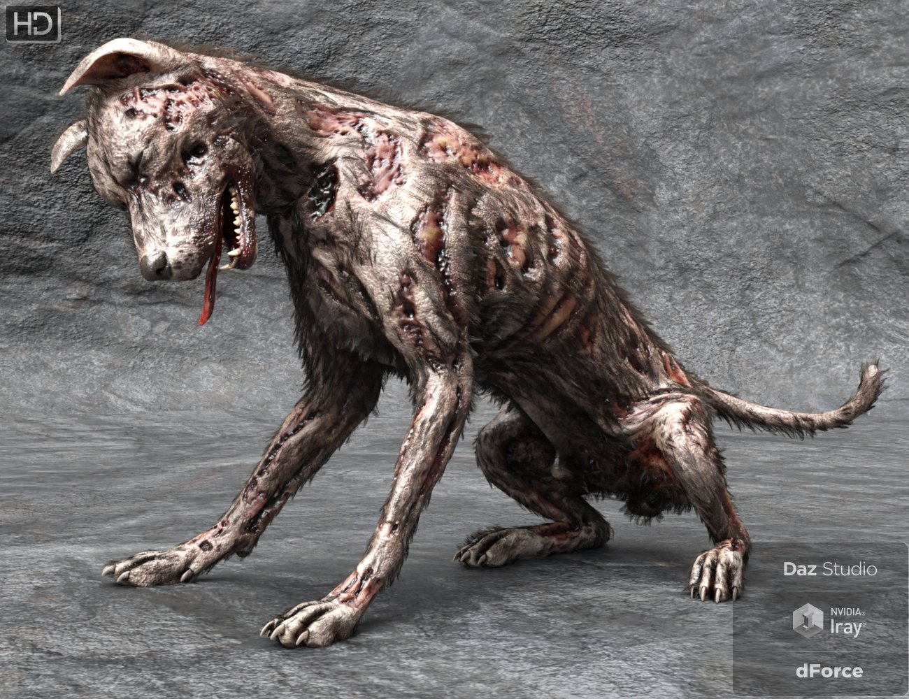 GP Zombie Dog for DAZ Dog 8 by: Groovy Patrol, 3D Models by Daz 3D