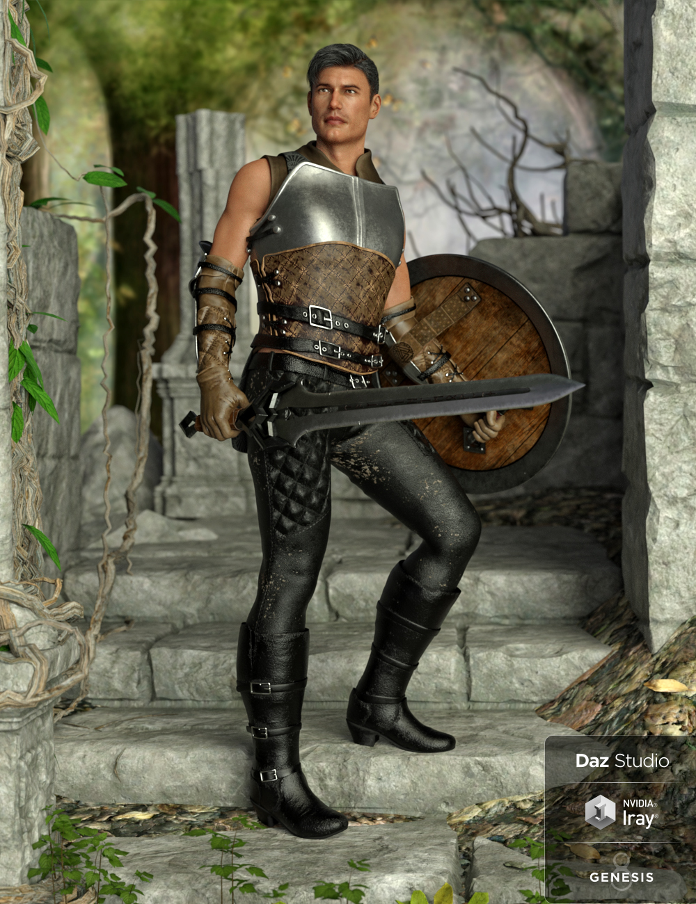 Paladin of Solitude Outfit Textures by: Moonscape GraphicsSade, 3D Models by Daz 3D