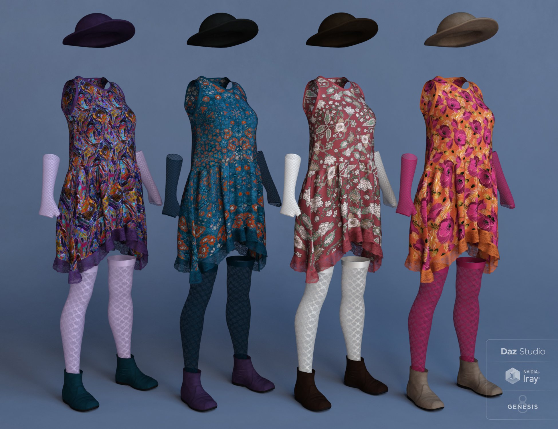 dForce Boho Days Outfit Textures dForce Boho Days Outfit Textures by: OziChick, 3D Models by Daz 3D
