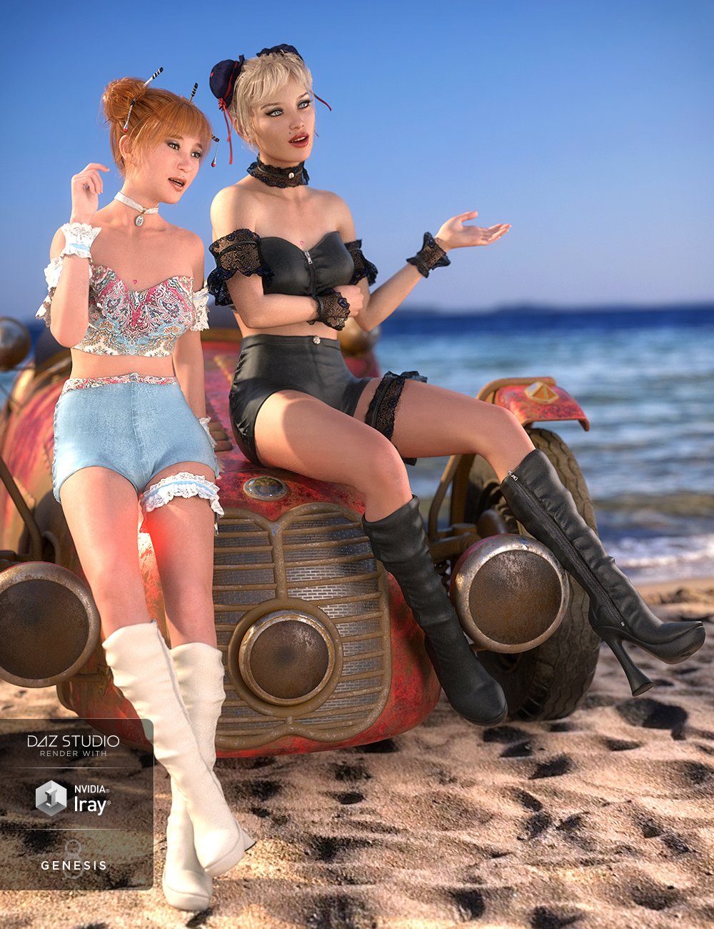 Leather and Lace Flirty Outfit Textures by: Sarsa, 3D Models by Daz 3D