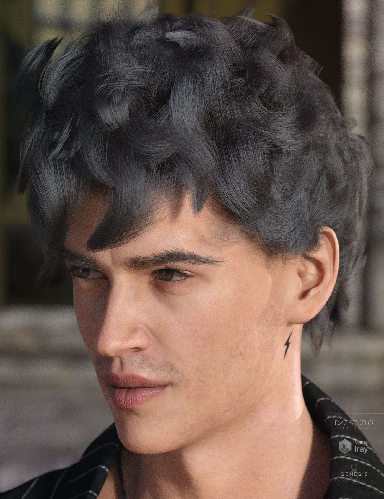 dForce Emile Hair for Genesis 3 and 8 Male(s) Daz 3D
