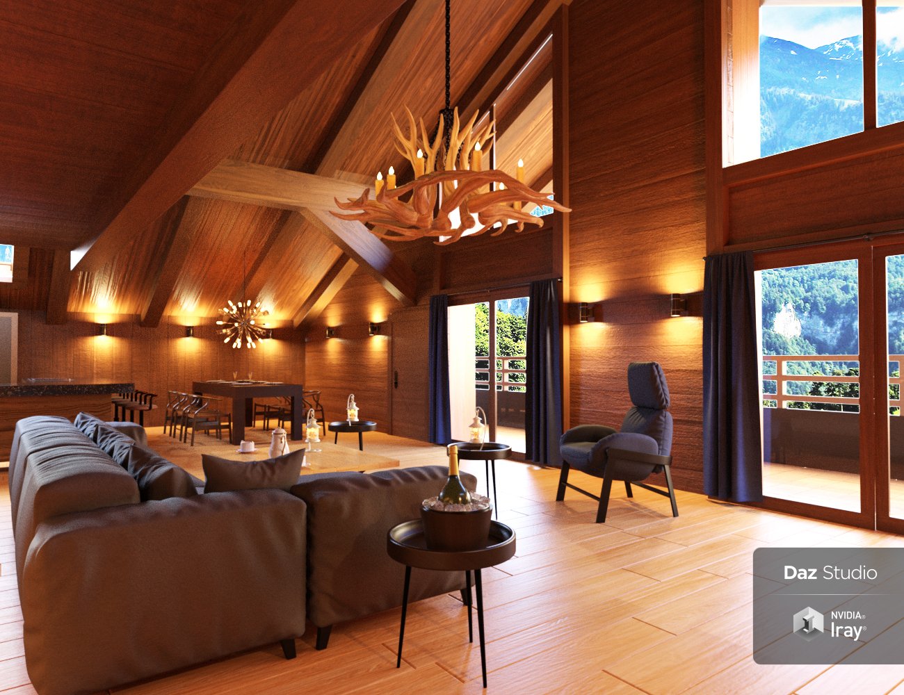 Chalet Living Room Chalet Living Room by: Charlie, 3D Models by Daz 3D