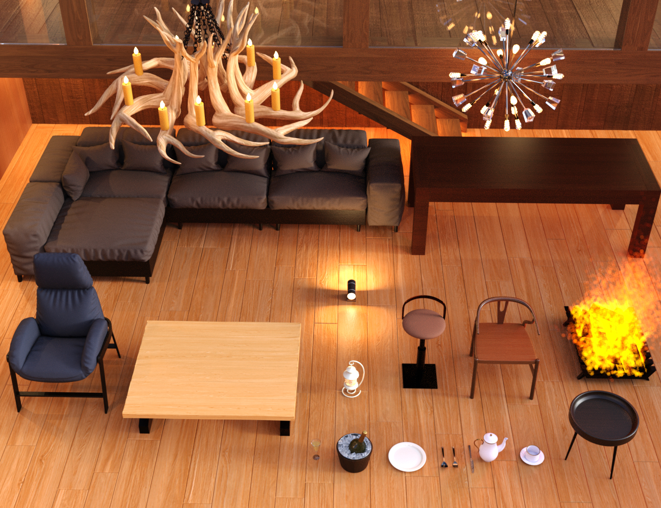 Chalet Living Room by: Charlie, 3D Models by Daz 3D