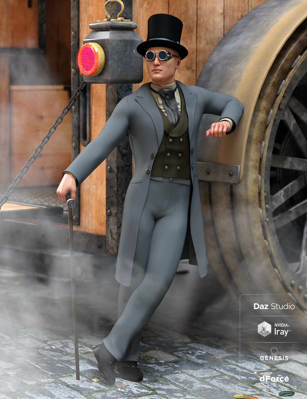 dForce Steampunk Classic for Genesis 8 Male(s) by: Ravenhair, 3D Models by Daz 3D
