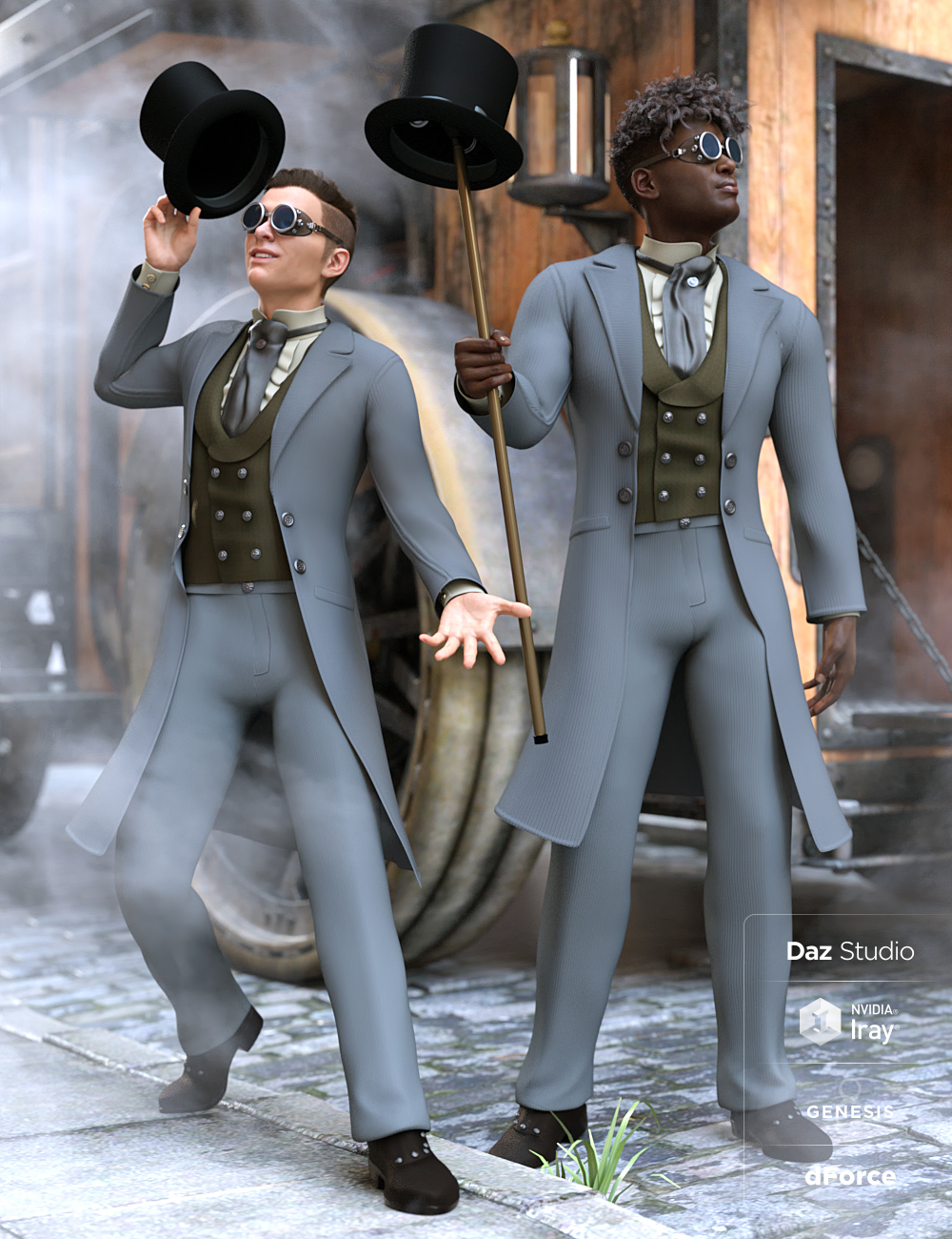 dForce Steampunk Classic for Genesis 8 Male(s) by: Ravenhair, 3D Models by Daz 3D