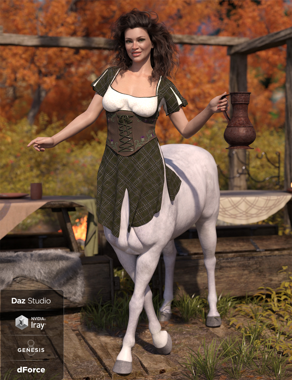 dForce Willow Outfit for Genesis 8 Female Centaur by: Anna BenjaminBarbara Brundon, 3D Models by Daz 3D