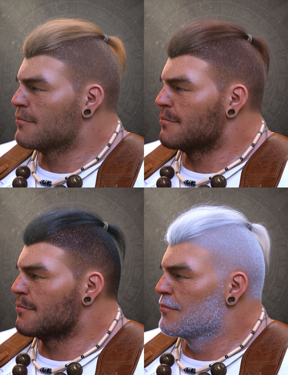 Top Knot Hair and Beard for Genesis 3 and 8 by: Soto, 3D Models by Daz 3D