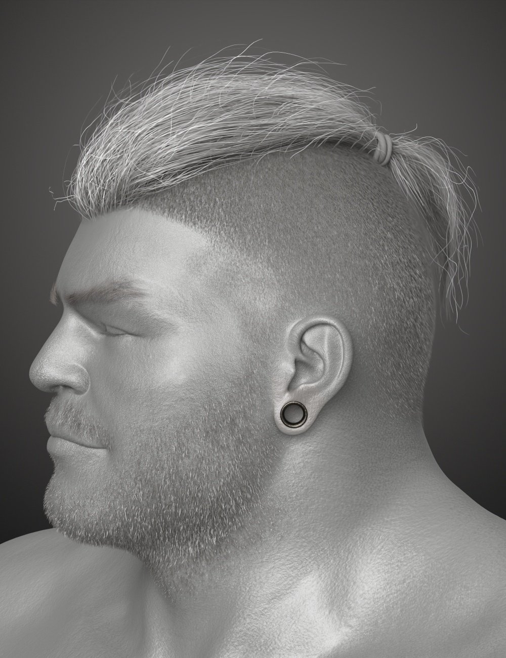 Top Knot Hair and Beard for Genesis 3 and 8 by: Soto, 3D Models by Daz 3D