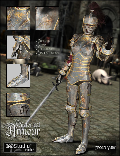 Historical Armor for V4 by: Arien, 3D Models by Daz 3D