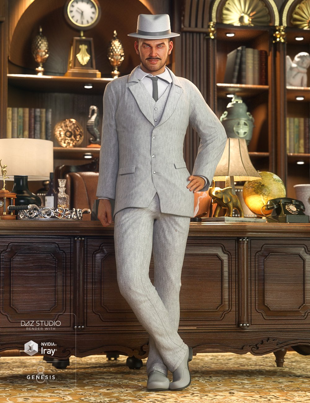 The Chairman HD Outfit for Diego 8 and Genesis 8 Male(s) by: Sixus1 Media, 3D Models by Daz 3D