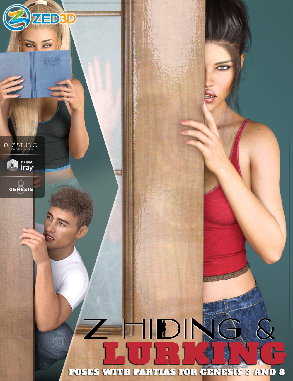 Z Utility Hiding and Lurking Poses and Partials for Genesis 3 and 8 by: Zeddicuss, 3D Models by Daz 3D
