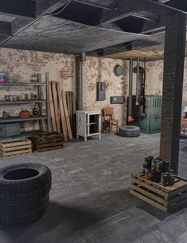 FG Dusty Basement With Poses For Genesis 8 Female(s) by: i3D_LotusFugazi1968, 3D Models by Daz 3D