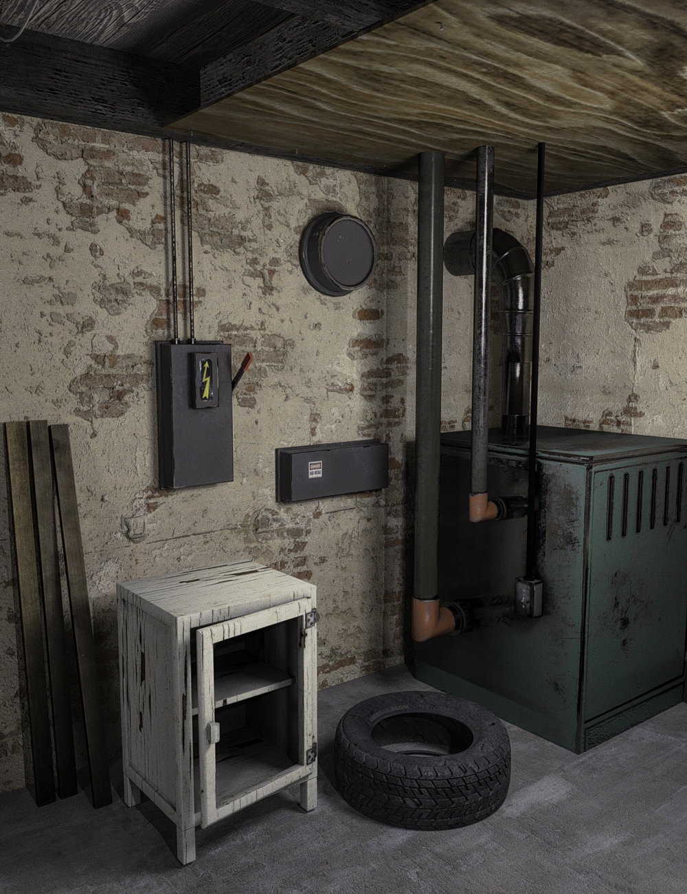 FG Dusty Basement With Poses For Genesis 8 Female(s) by: i3D_LotusFugazi1968, 3D Models by Daz 3D