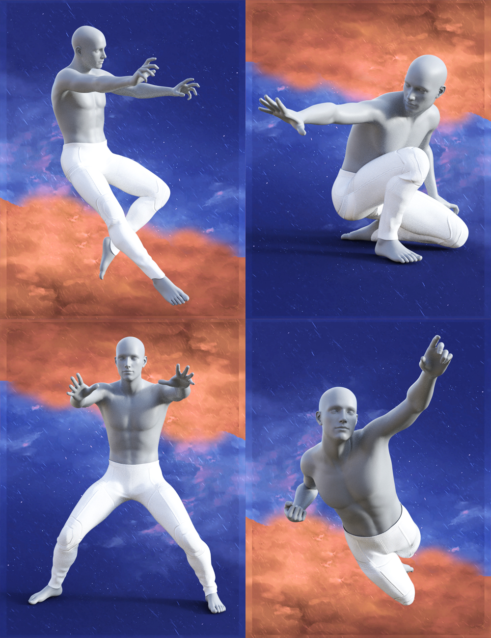 Fire vs Ice Poses for Genesis 8 Male by: Muscleman, 3D Models by Daz 3D