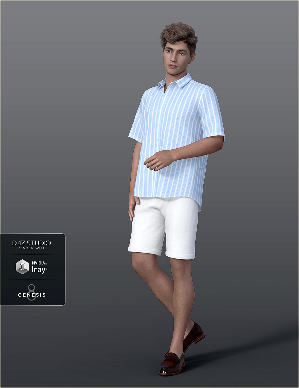 dForce H&C Summer Casual Outfits for Genesis 8 Male(s) by: IH Kang, 3D Models by Daz 3D