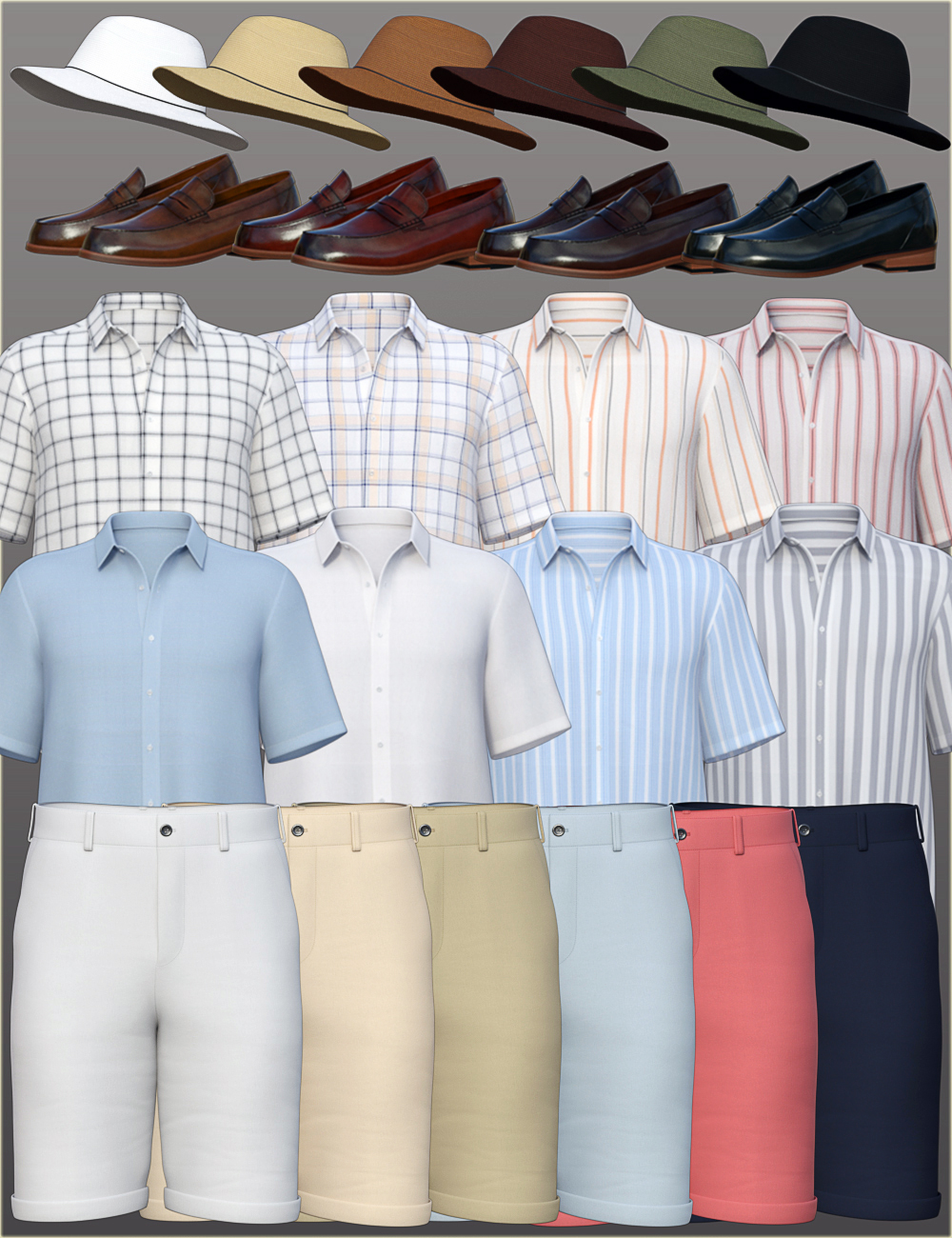 dForce H&C Summer Casual Outfits for Genesis 8 Male(s) by: IH Kang, 3D Models by Daz 3D