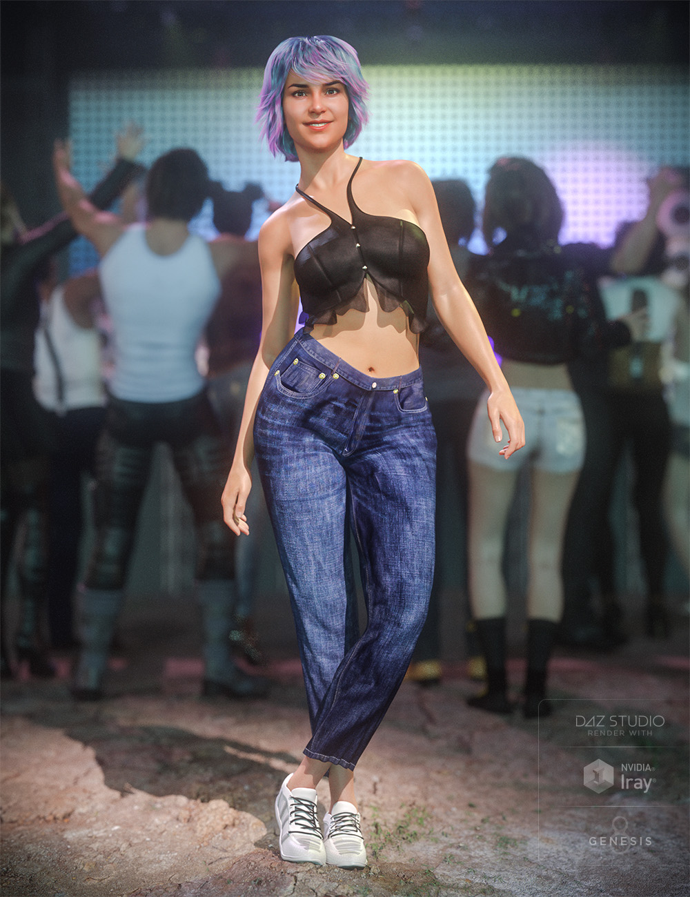 dForce Halter Top and Jeans Textures by: Shox-Design, 3D Models by Daz 3D
