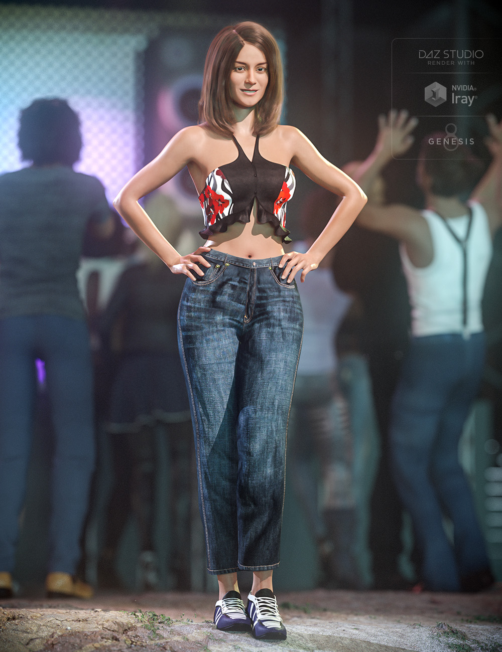 dForce Halter Top and Jeans Textures by: Shox-Design, 3D Models by Daz 3D