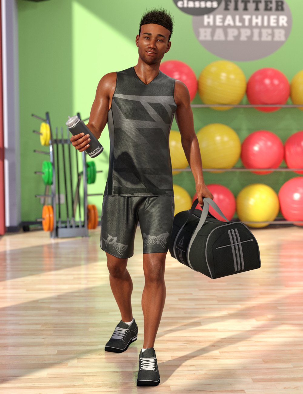 dForce Workout Outfit for Genesis 8 Male(s) by: DirtyFairyNikisatez, 3D Models by Daz 3D