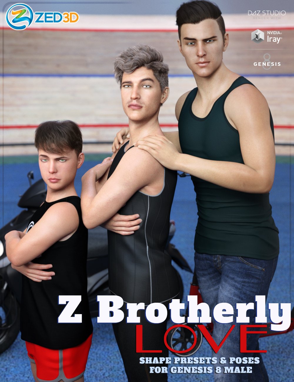 z brotherly love shape presets and poses for genesis 8 male 00 main daz3d