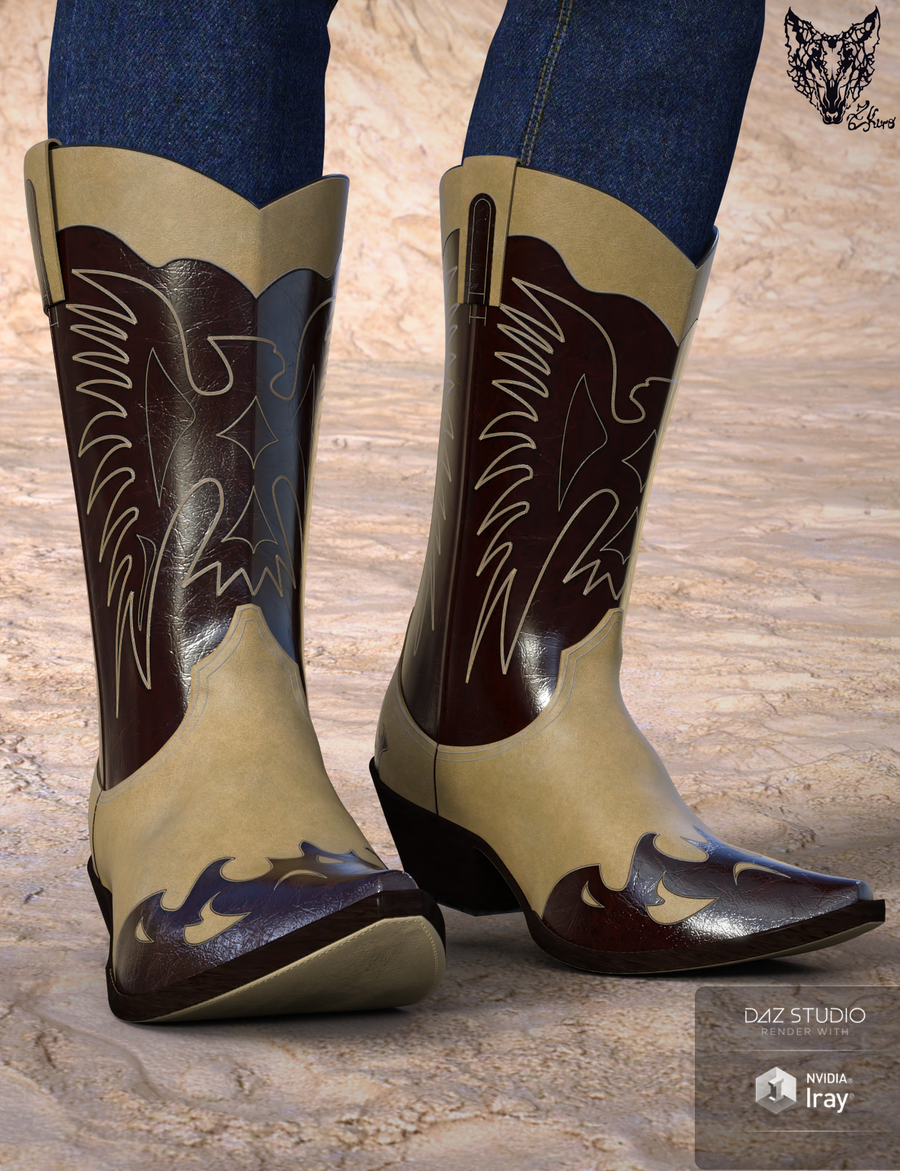 ZK Country Boots for Genesis 3 and 8 Male(s) by: ZKuro, 3D Models by Daz 3D