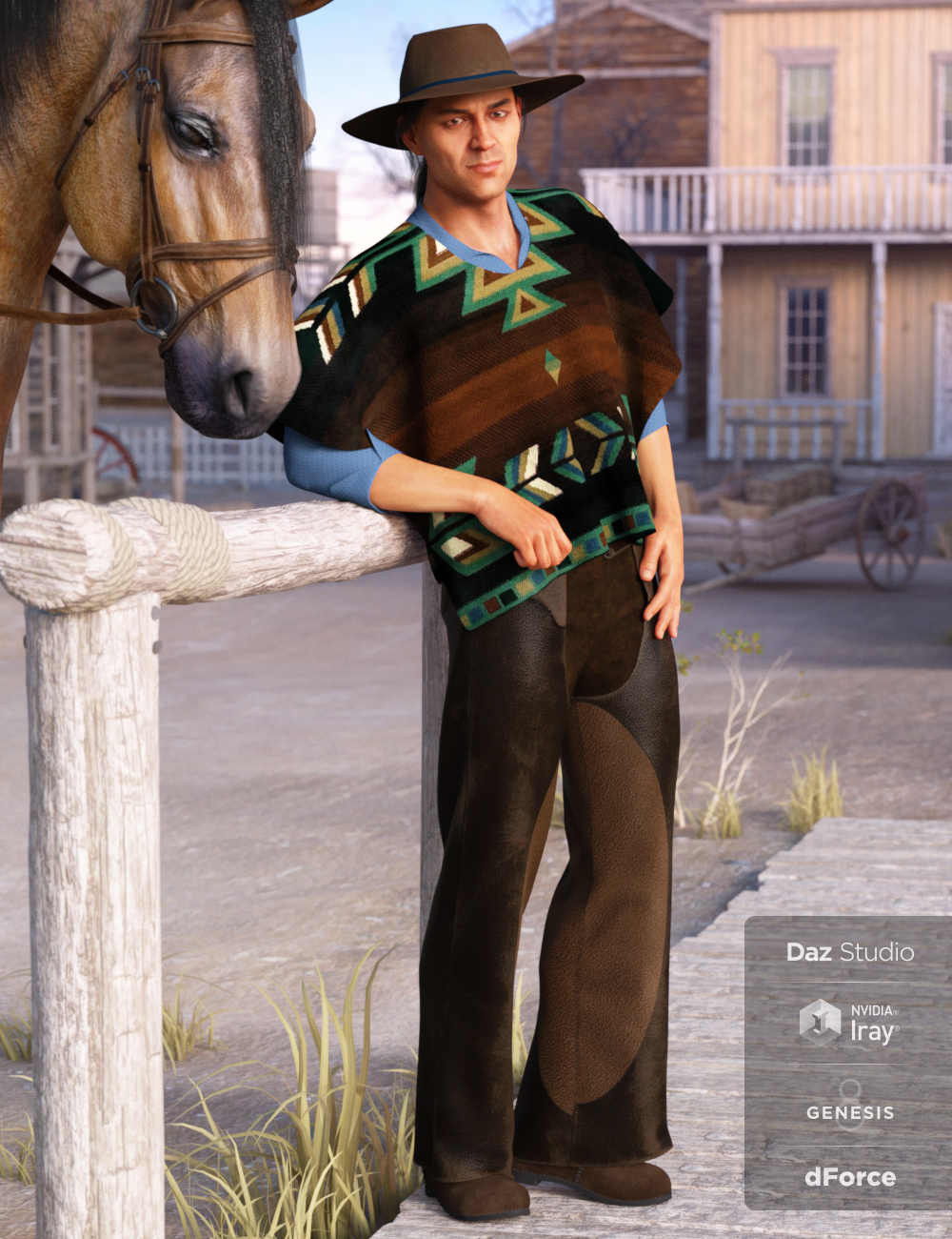 dForce Western Poncho Outfit Textures by: Anna Benjamin, 3D Models by Daz 3D
