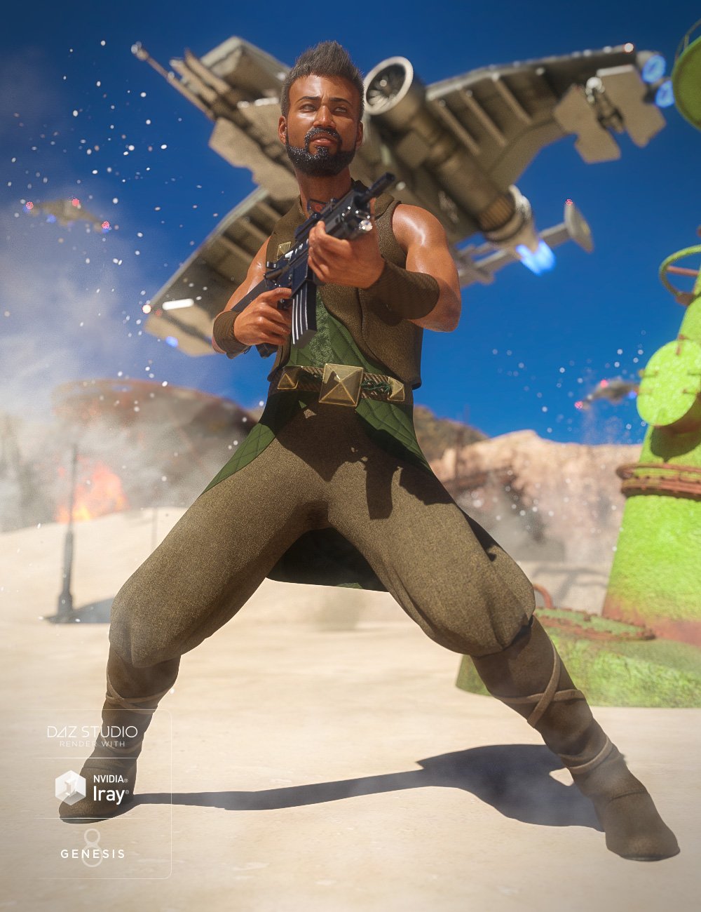 dForce Desert Raider Outfit for Genesis 8 Male(s) by: NikisatezAnna Benjamin, 3D Models by Daz 3D