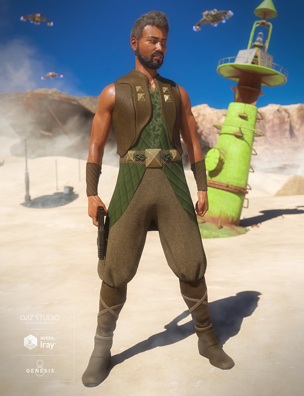 dForce Desert Raider Outfit for Genesis 8 Male(s) by: NikisatezAnna Benjamin, 3D Models by Daz 3D