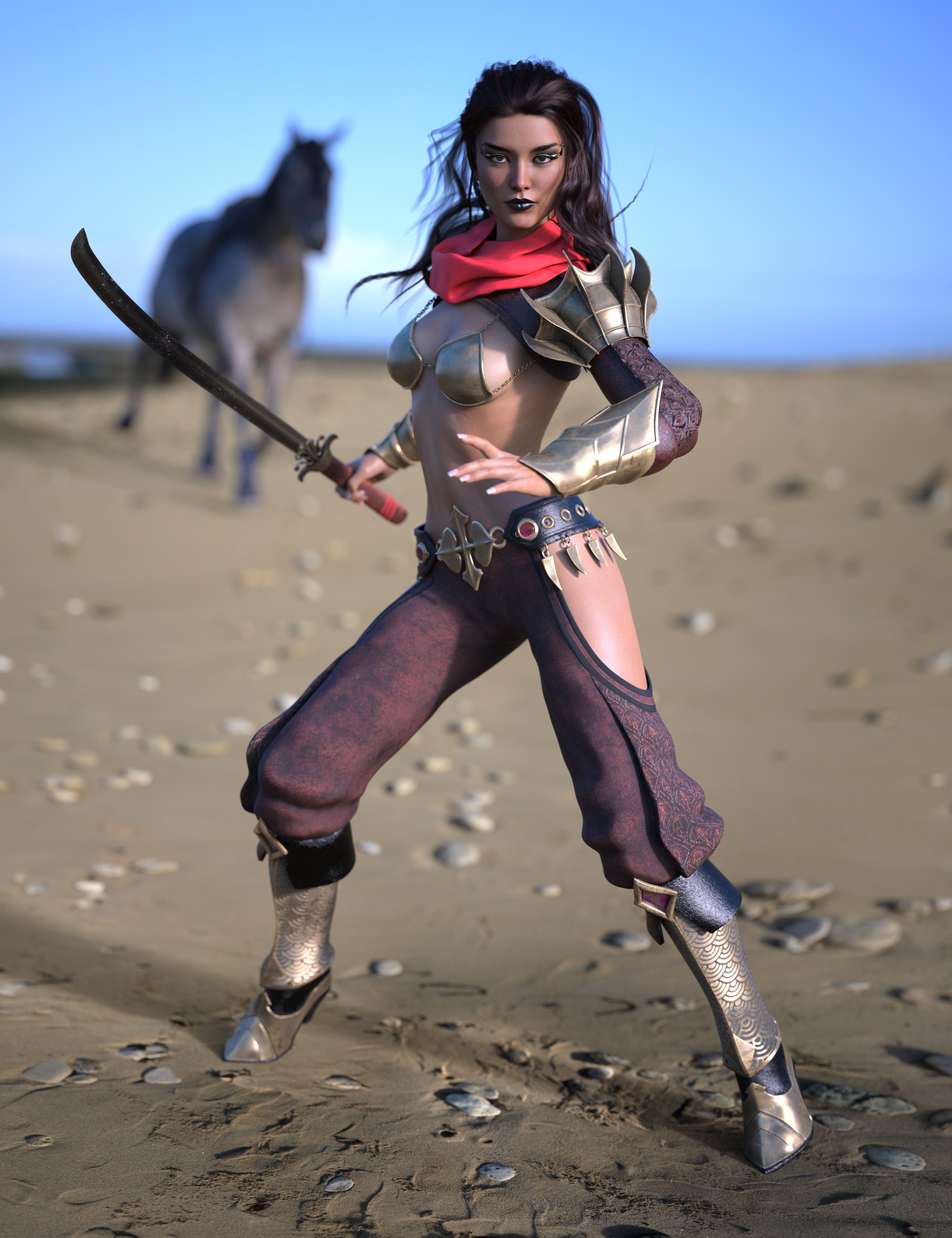 Eastern Warrior for Genesis 8 Female(s) by: Bluebird 3dMoonscape GraphicsRavenhair, 3D Models by Daz 3D