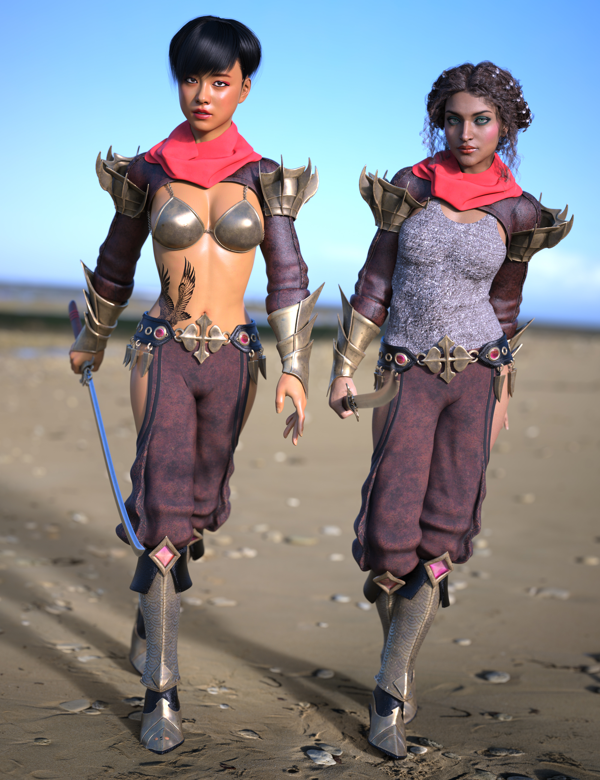 Eastern Warrior for Genesis 8 Female(s) by: Bluebird 3dMoonscape GraphicsRavenhairSade, 3D Models by Daz 3D