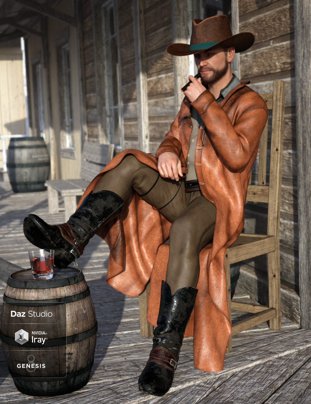 dForce Gunslinger Outfit Textures by: Moonscape GraphicsSade, 3D Models by Daz 3D
