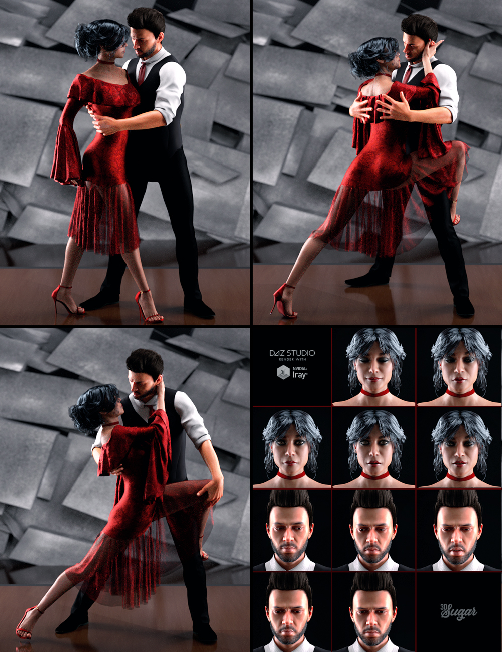 Passion Dance Pose Set for Genesis 8 by: 3D Sugar, 3D Models by Daz 3D