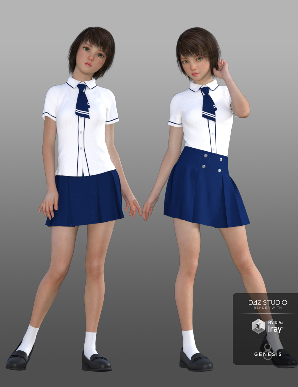 dForce CB School Uniforms for Genesis 8 Female(s) by: Cinnabar, 3D Models by Daz 3D