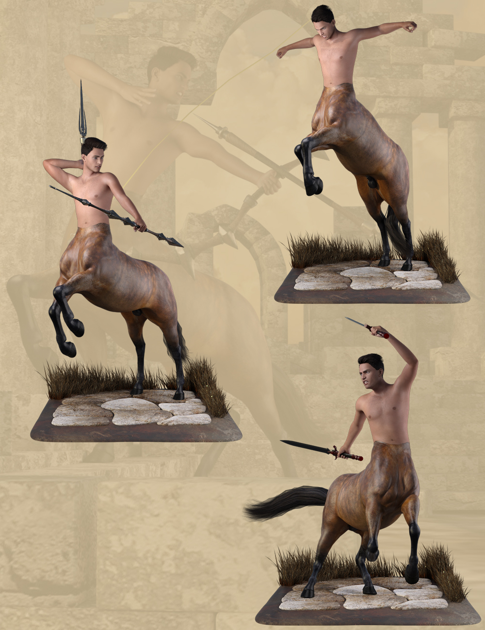 Centaur Action Poses for Genesis 8 Male Centaur by: Ensary, 3D Models by Daz 3D