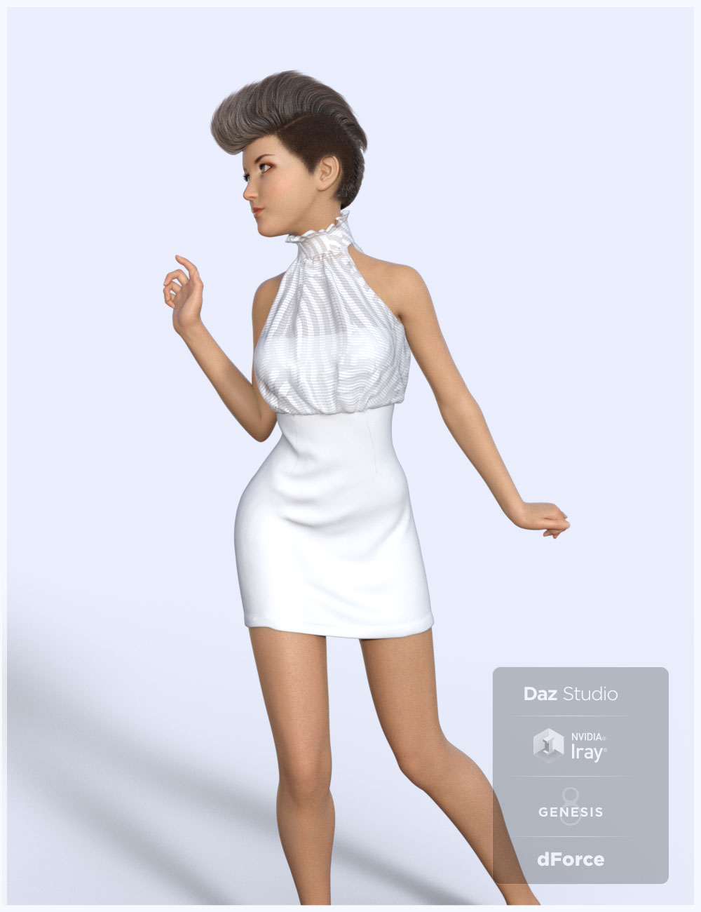 dForce Halter Mini Dress for Genesis 8 Female(s) by: Cute3D, 3D Models by Daz 3D