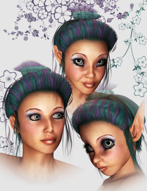 Charmed: 15 Faces for A4 by: Skyewolf, 3D Models by Daz 3D