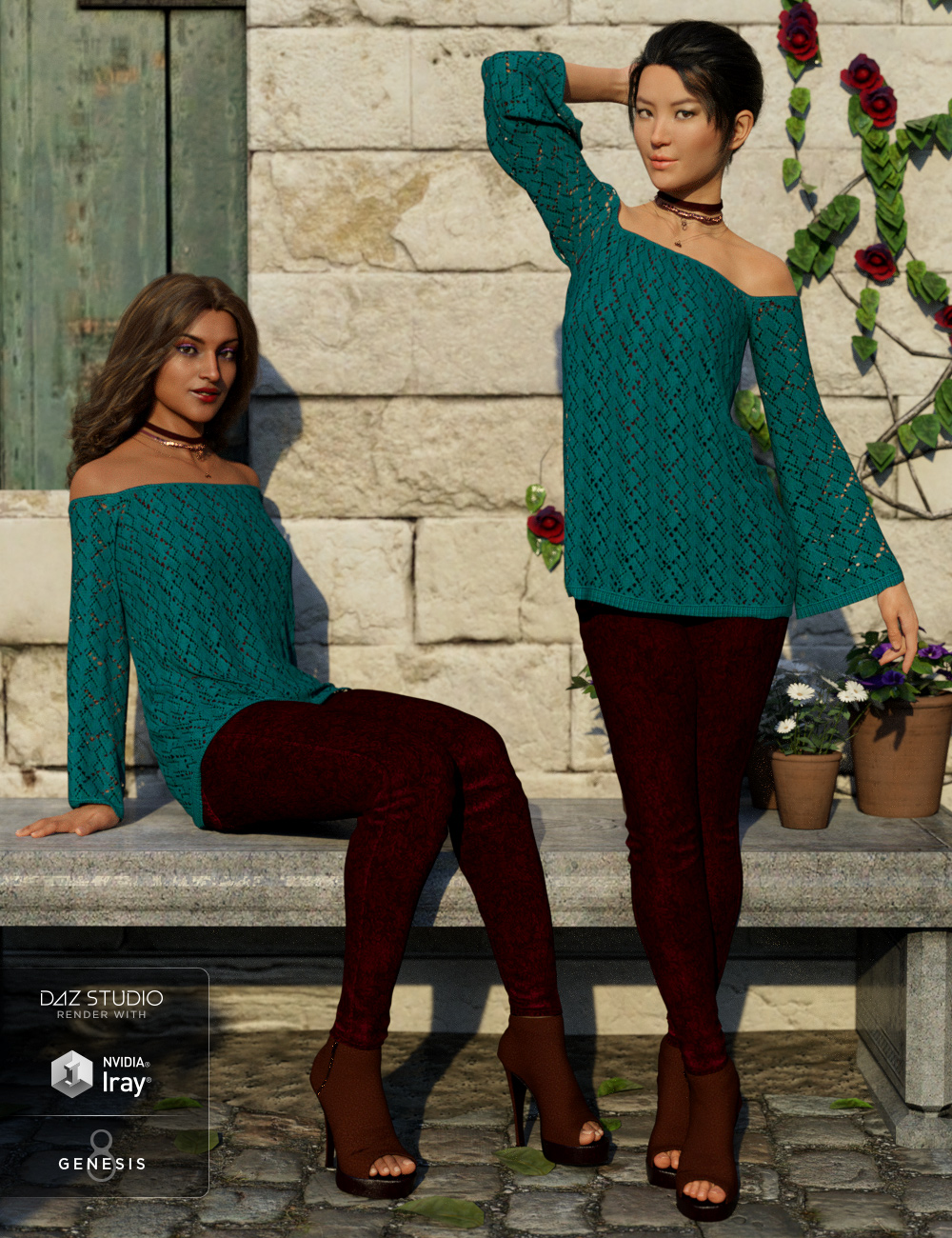 dForce Autumn Bloom Outfit for Genesis 8 Female(s) by: Barbara Brundon, 3D Models by Daz 3D