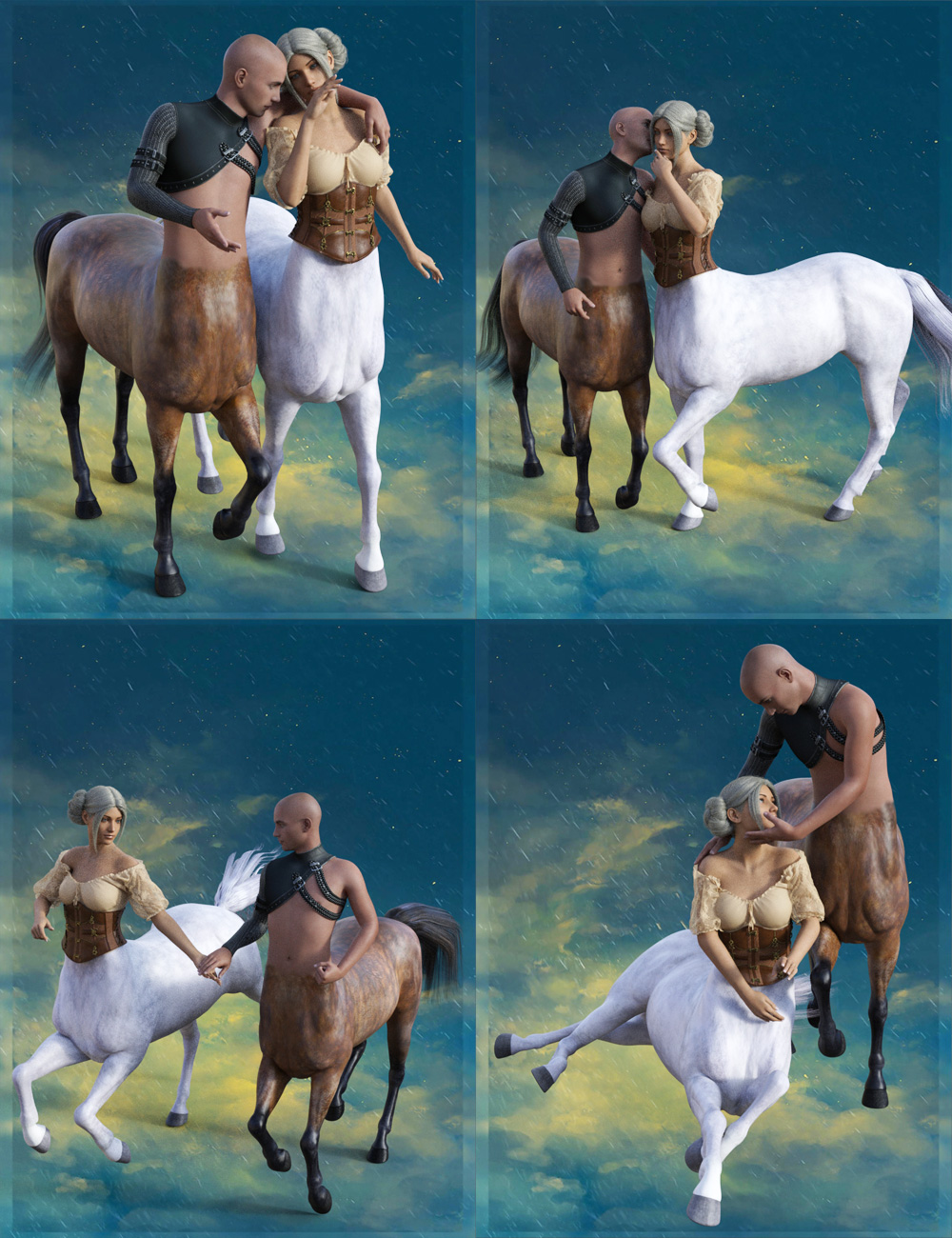 Fantasia Lovers Poses for Genesis 8 and Genesis 8 Centaurs by: Muscleman, 3D Models by Daz 3D