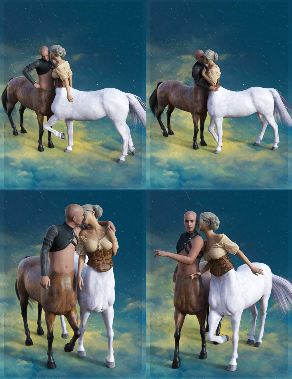 Fantasia Lovers Poses for Genesis 8 and Genesis 8 Centaurs by: Muscleman, 3D Models by Daz 3D
