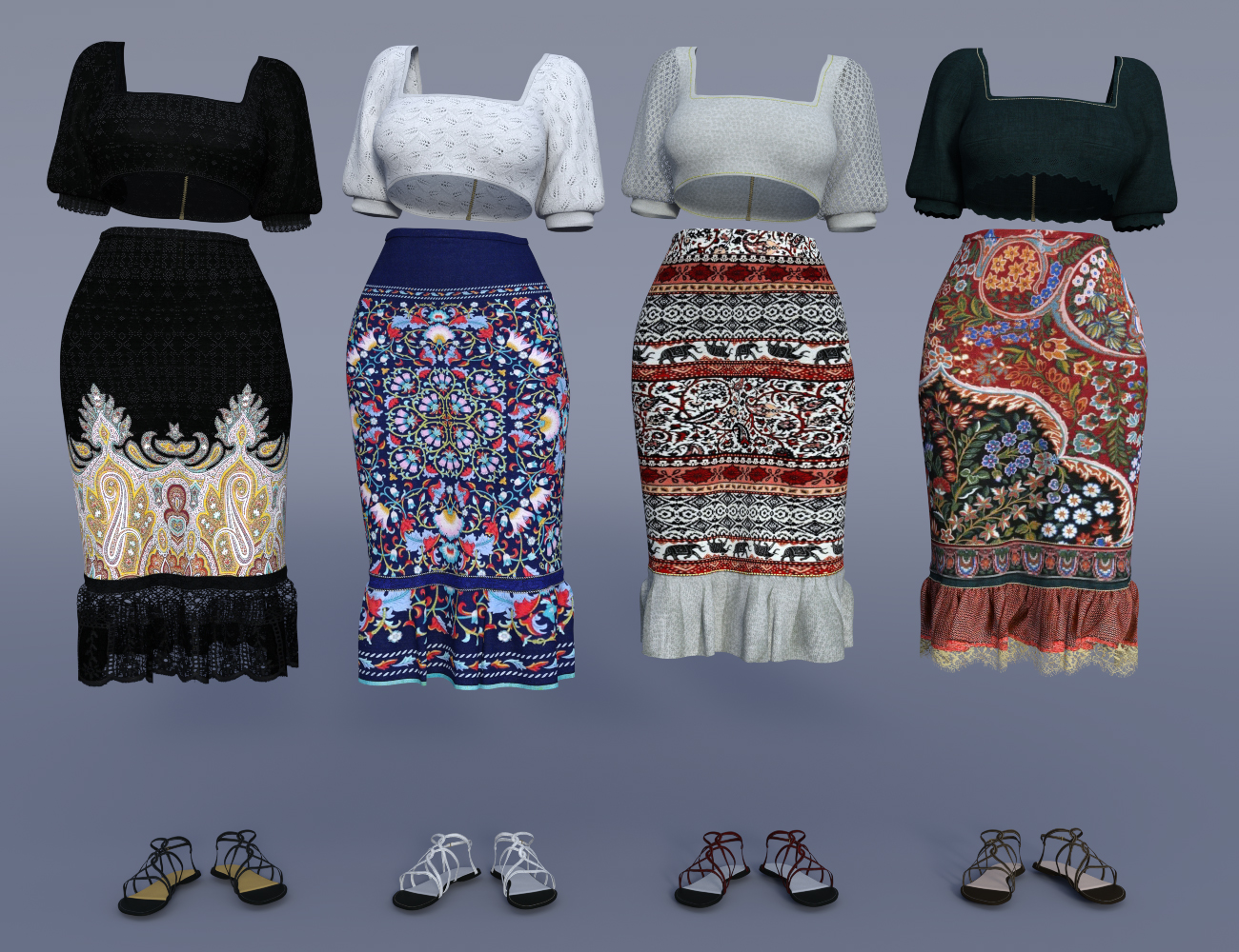 dForce Boho Ruffle Dress Textures by: DirtyFairy, 3D Models by Daz 3D