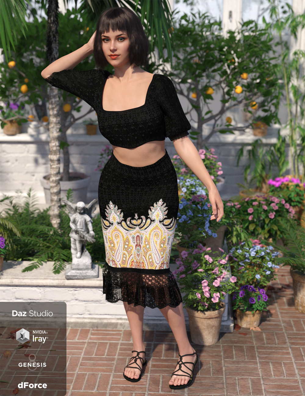 dForce Boho Ruffle Dress Textures by: DirtyFairy, 3D Models by Daz 3D