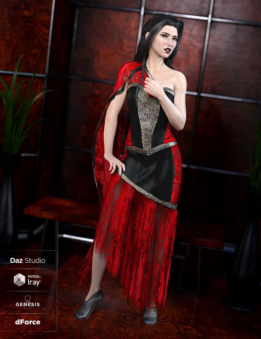 dForce Mosaic Outfit for Genesis 8 Female(s) by: ArkiShox-Design, 3D Models by Daz 3D