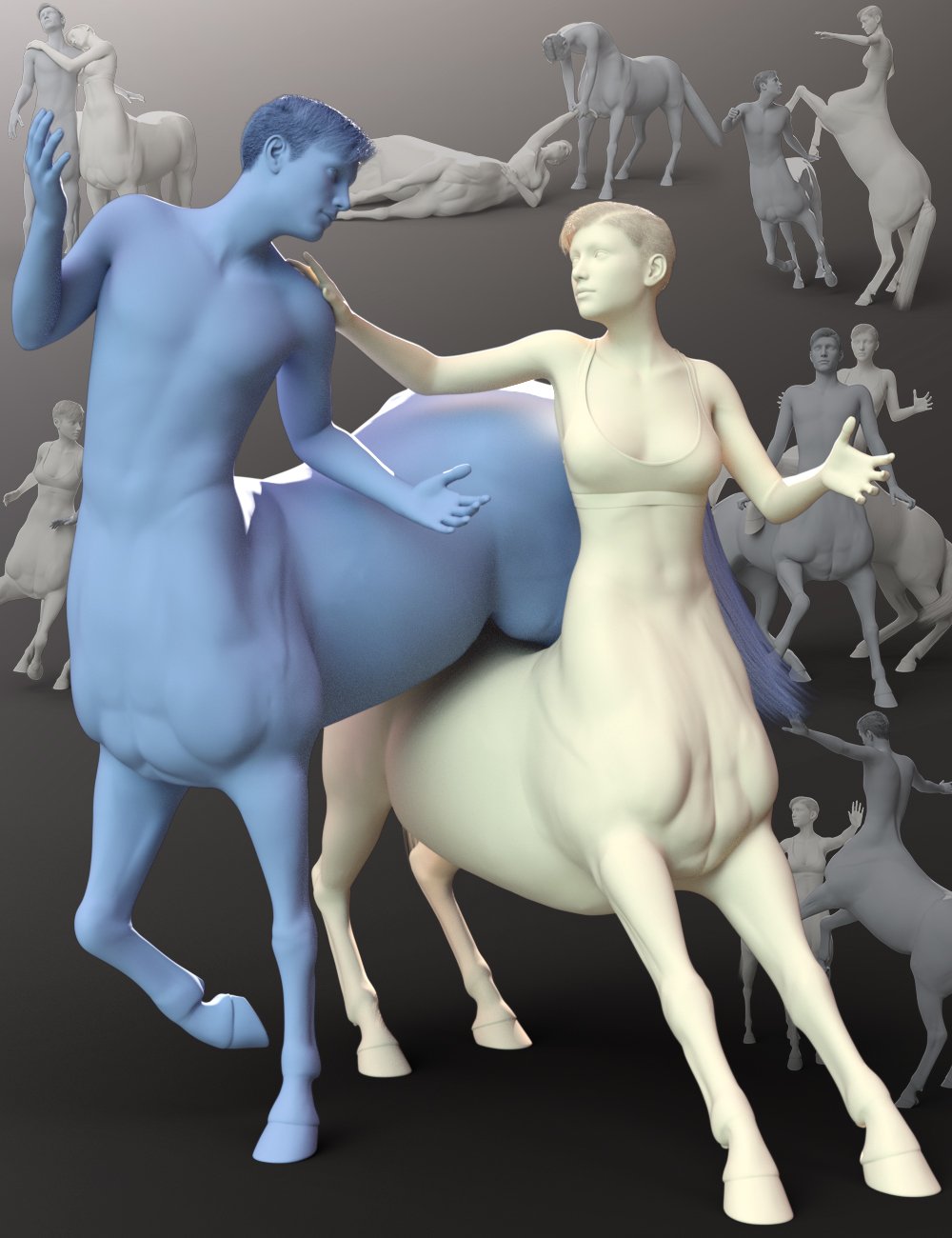 Foalin Around Poses for Genesis 8 Centaurs by: Quixotry, 3D Models by Daz 3D