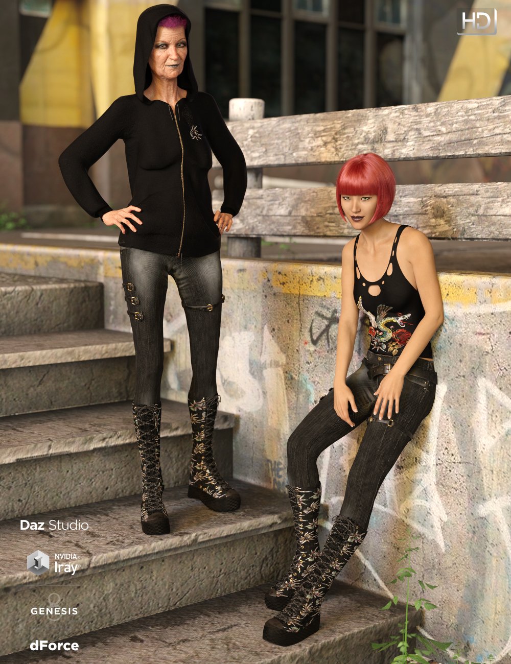 Gothy Punk Outfit Textures Gothy Punk Outfit Textures by: 3D-GHDesignSade, 3D Models by Daz 3D