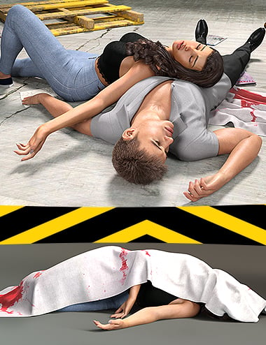 Z Crime Scene Bloody Sheet and Poses for Genesis 3 and 8 by: Zeddicuss, 3D Models by Daz 3D
