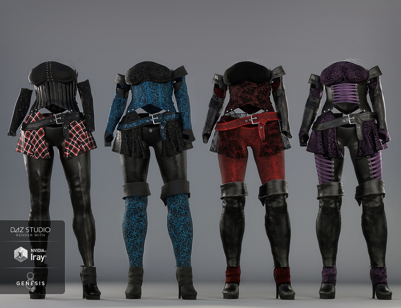 dForce Dark Wolf Outfit Textures by: Moonscape GraphicsSade, 3D Models by Daz 3D
