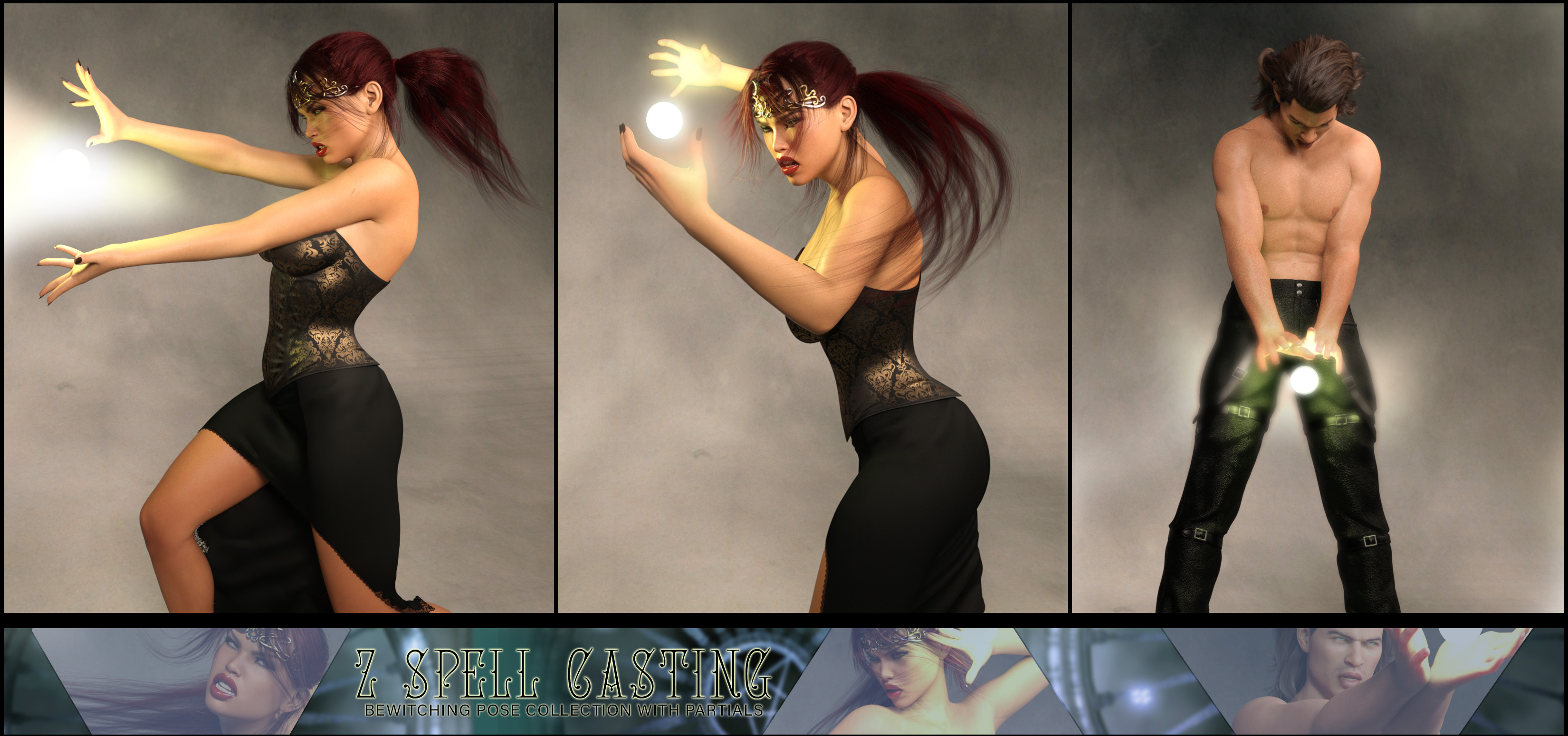 Z Spell Casting Poses and Partials for Genesis 3 and 8 by: Zeddicuss, 3D Models by Daz 3D