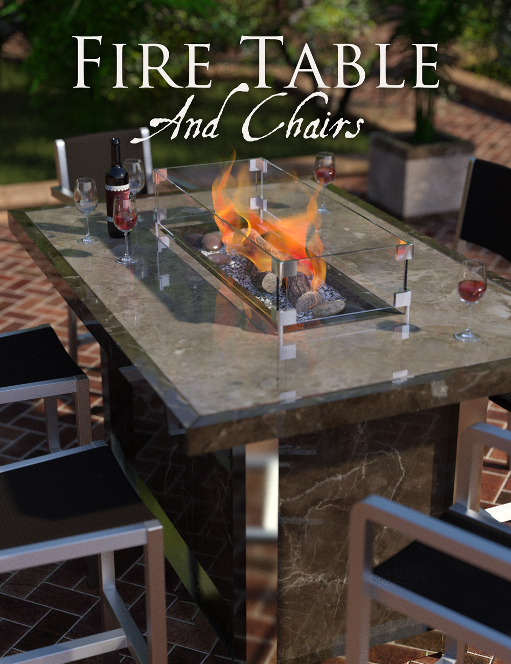 Fire Table and Chairs by: Age of Armour, 3D Models by Daz 3D