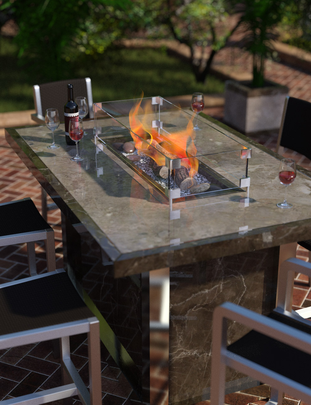 Fire Table and Chairs Fire Table and Chairs by: Age of Armour, 3D Models by Daz 3D